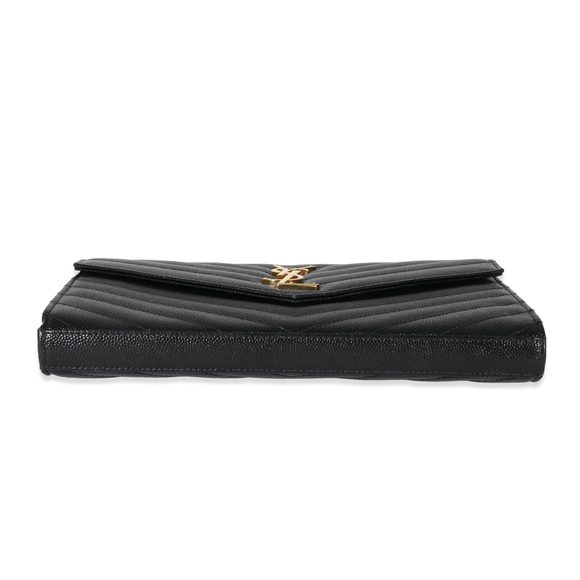 Saint Laurent Black Cassandre Matelasse Envelope Chain Wallet - Picture 5 of 8